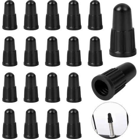 Paquete de 15 tapones de válvula para bicicleta, de plástico, color negro, estilo francés. (1/4)