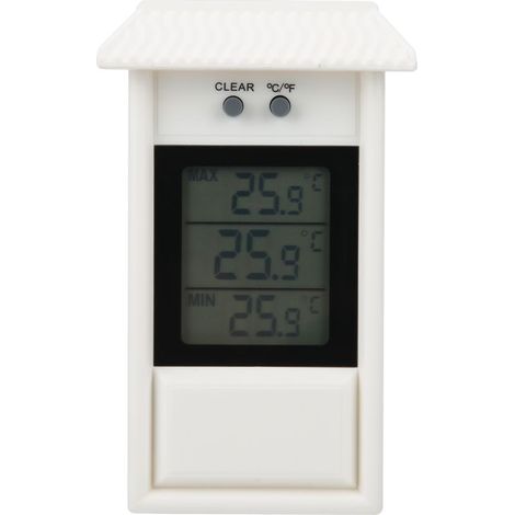 Thermomètre numérique extérieur étanche, indicateur de température blanc avec crochet pour usage extérieur résistant à l'eau (1/5)