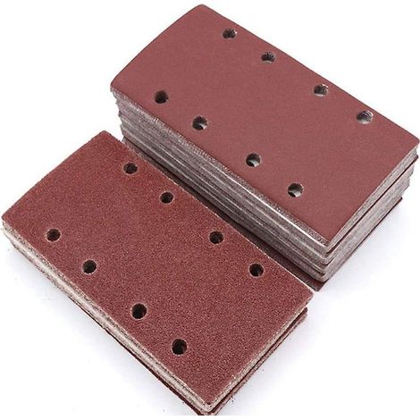 36x Papier De Verre - Abrasif Ponceuse Vibrante - Feuilles Abrasives Collantes Avec Crochet Et Scratch - Grain P 40/60/80/100-93 X 185 Mm (1/5)