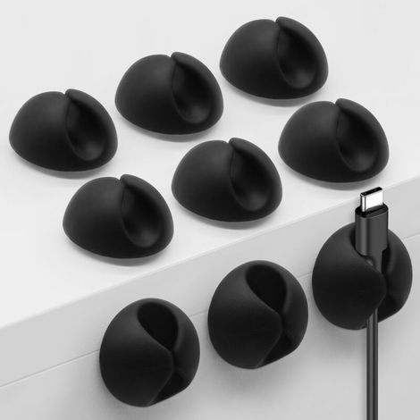 10 Pack Self-Adhesive Wire and Cable Clips, Bedside Clamps, Cable Holder, Cable Organizer, Single Port (Black) (1/5)