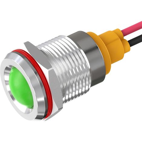Voyant Lumineux Métallique 12mm Vert 220V LED Étanche Lampe De Signalisation Industrielle Pour Panneau De Commande (1/5)