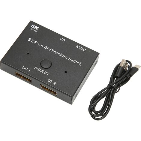 Commutateur DisplayPort 1.4 8K 60Hz bidirectionnel 1 entrée 2 sorties et 2 entrées 1 sortie, répartiteur pour projecteur TV écran (1/5)
