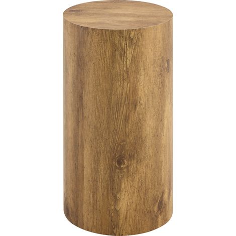 Table basse ronde en MDF finition bois, 30 cm de diamètre, design minimaliste (1/5)