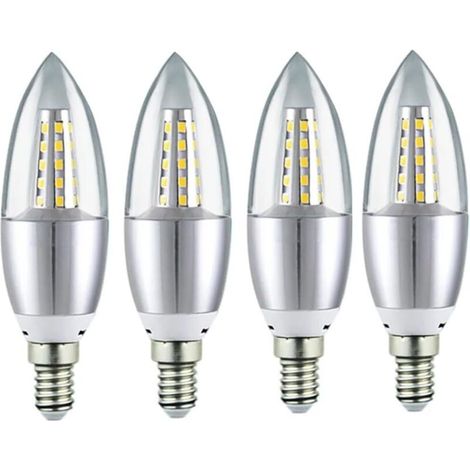 Lot de 4 ampoules LED E14 7W à effet maïs, blanc froid, pour lampe à économie d'énergie, bougie, spot, lustre, décoration intérieure
