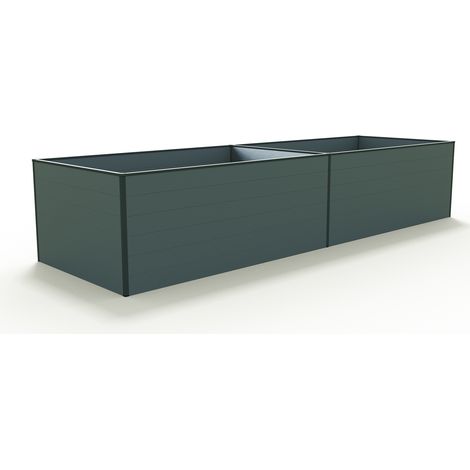 GFP Hochbeet Kräuter-Gemüse-Beet KINGSIZE DANIELA Aluminium - 387 x 119 x 77 cm - Anthrazit - formstabil und witterungsbeständig mit Aluminium-Hohlkammerprofilen
