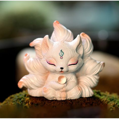 Figurine Renard À Neuf Queues - Décoration Bureau Voiture Intérieur - Design Réaliste - Pour Chambre Salon Voiture - Lot De 1 (1/5)