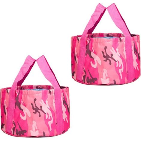 Campingschüsseln, 2 Stück, faltbar, Wassereimer aus Oxford-Gewebe, tragbar, für Camping, Gartenarbeit, Outdoor-Aktivitäten (rosa, 15 l) (1/4)