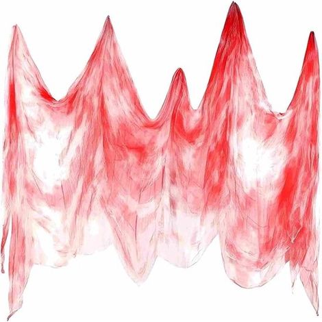 Tissu d'horreur pour Halloween – textile en polyester à motif sanglant, idéal pour décorer une maison hantée, un jardin ou une fête, 2,15 x 5 m (1/2)
