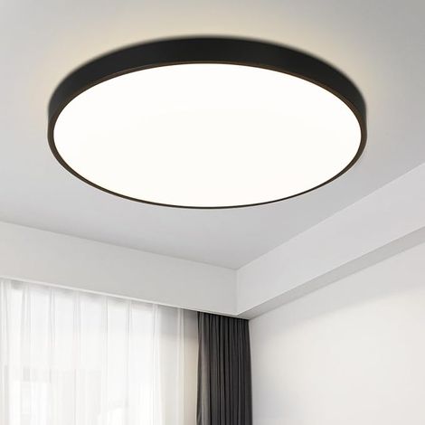 GBLY Lámpara de techo LED ultraplana 28mm, placa LED 17W integrada, 4000K Lámpara de techo LED moderna IP44 impermeable, para cocina, pasillo, escalera, dormitorio, entrada, negro，4 Piezas (1/5)