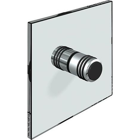 Bouton porte verre, bilatéral, avec raccord caoutchouc, chromé brillant trou verre, 14 mm, épaisseur 6-12mm