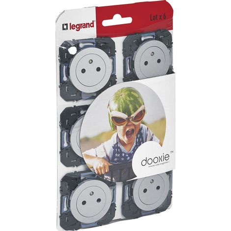 Legrand – Lot de 6 prises de courant 2P+T 16A – Aluminium – Pose en saillie – Fond mobile affleurant pour éviter la poussière (1/4)