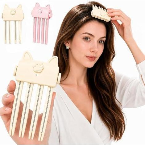 Pince chauffante pour cheveux fins et souples – Blanche – Pince chauffante volumisante et peigne électrique liftant