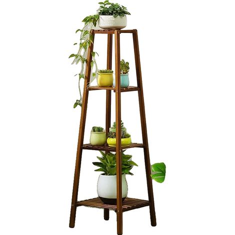 Supporto per piante in bambù, ripiano a 4 livelli, design robusto e durevole, 4 livelli (1/2)