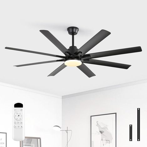 132 cm Ventilateur Plafond avec Lumière et Télécommande Silencieux DC, 8 Pales, 3 Températures de Couleur, Minuterie, 6 Vitesses, Mode été/Hiver pour Salon, Cuisine (1/5)