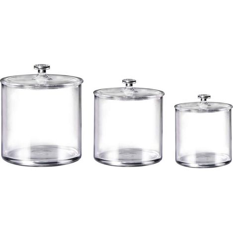 Lot de 3 Boite Coton Tige, Distributeur Coton, Boite de Rangement Plastique pour Salle de Bain (1/5)