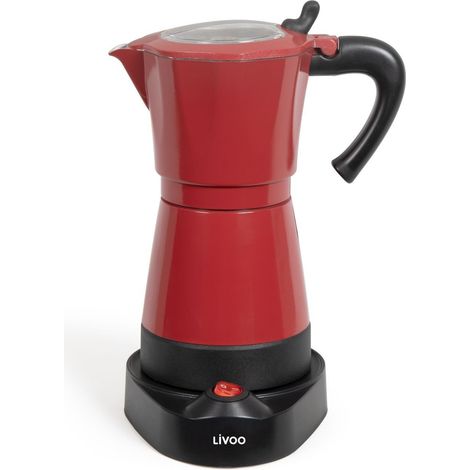 Cafetière italienne électrique LIVOO DOD117RC Coloris Rouge -  300ml, 6 tasses, 480W
