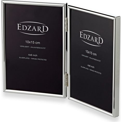 Cadre Photo Double Argenté Brillant 10x15 cm pour 2 Photos 9x13 cm Anti-Ternissement - PANGIVO (1/2)