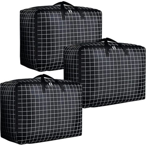 Lot de 3 grands sacs de rangement zippés pour couettes de 105 L, sacs de rangement imperméables et résistants à l'humidité (1/5)