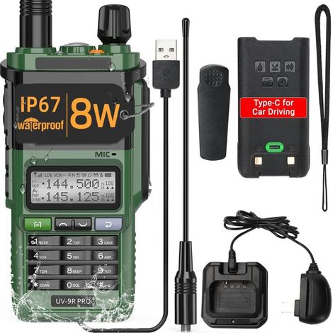 Talkie-walkie double puissance 8W - Double bande étanche - Radio bidirectionnelle professionnelle - Communication fiable en toutes conditions (1/5)