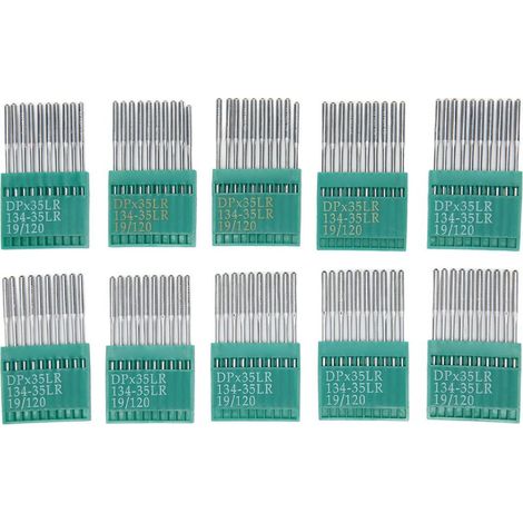 Lot de 100 aiguilles de machine à coudre 120/19, acier inoxydable anti-saut, pour cuir, broderie et travaux DIY