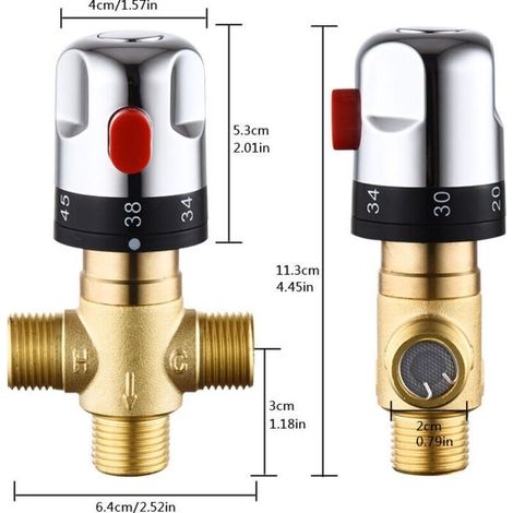 Einstellbarer Thermostatmischer mit Rückschlagventilen und Filtern (1/5)
