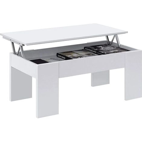 Table basse relevable en blanc artik (mat) 45-56x100x50 cm (1/10)