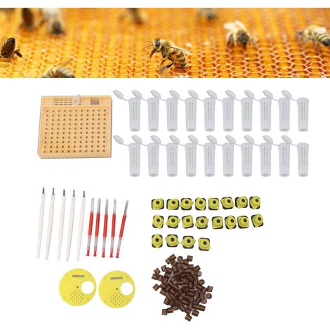 Kit d'apiculture pour greffage, outils, stylo à gelée royale, boîte de culture, godet alvéolaire, porte d'entrée de ruche, système apicole pour reine en plastique (1/5)
