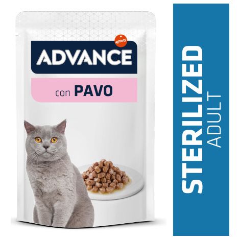 Advance Bocaditos en Salsa para Gatos Esterilizados con Pavo - Alimento Húmedo para Gatos Esterilizados