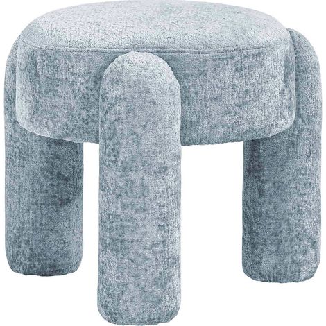 Pouffe élégant bleu clair en chenille - Bleu clair chenille (1/2)