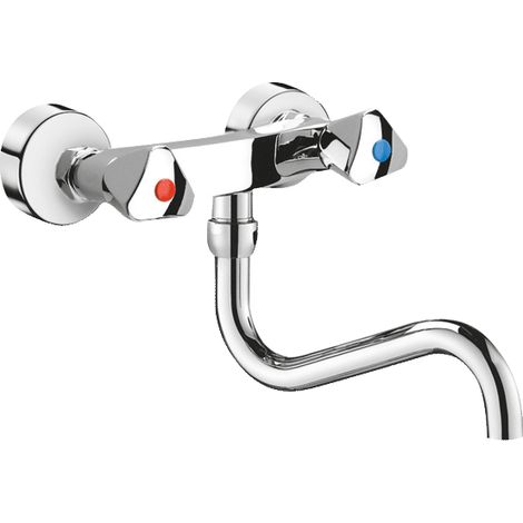 Delabie Wand Zweigriffmbatt. f.Spüle, Schwenkausl. unten L200mm (1/3)
