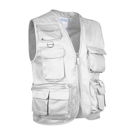 Chaleco multibolsillos en tejido sarga VALENTO Safari L Blanco