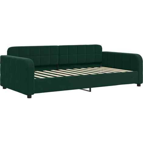 Lit simple Lit adulte Lit de repos sans matelas vert foncé 90x200 cm velours (1/5)