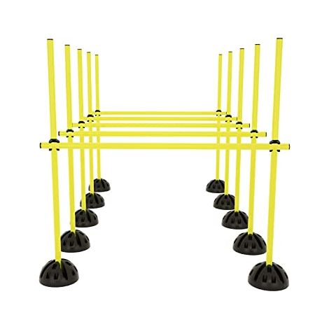 Naizy – Kit de barres de saut Agility – 15 poteaux 100 cm – 10 socles en X remplissables – Plastique robuste – Pour entraînement d'agilité (1/5)