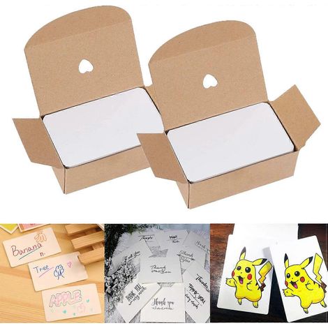 Cartes vierges, 200 cartes mémoire blanches, cartes à personnaliser, adaptées à une utilisation à la maison et au bureau. (1/4)