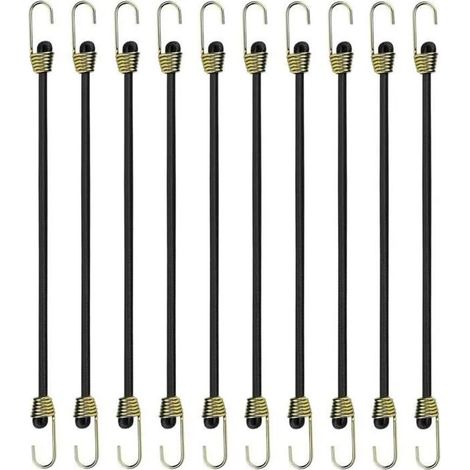 Gummibänder mit Haken, 10er-Pack, 24 cm, kleine verstellbare Kordeln mit Haken, Mini-Gummibänder für Planen und Gepäck (1/5)