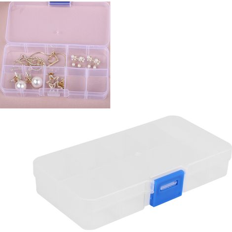 Boîte à bijoux transparente à 10 compartiments, boîte de rangement en plastique pour perles, loisirs créatifs et bricolage. (1/5)