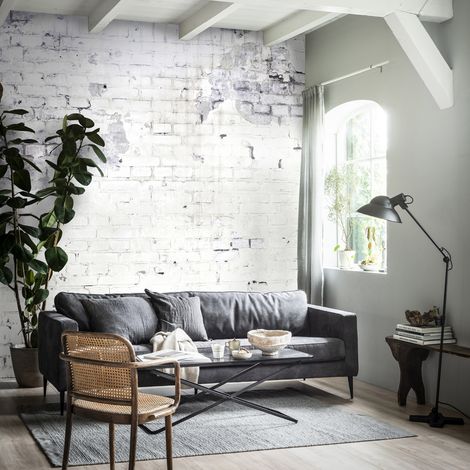 Papier peint panoramique Mur Briques Loft 300 x 318cm Blanc
