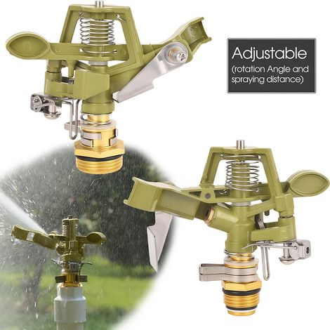 (1I2 Incn-1PCS)1 arroseur pulsant en métal avec bras oscillant rotatif à 360° pour l'arrosage de pelouse et les systèmes d'irrigation de jardin (1/4)