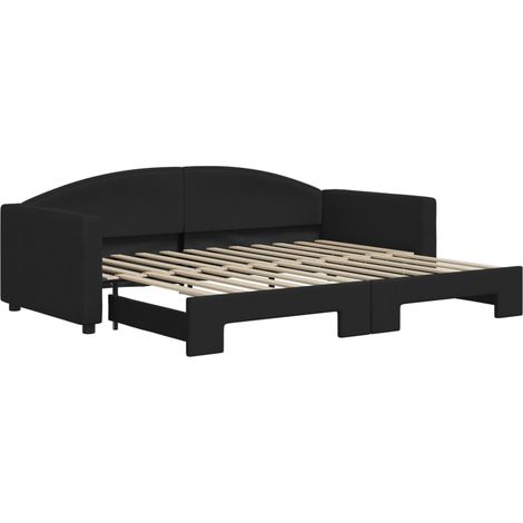 Maison Exclusive - Lit de jour avec gigogne sans matelas noir 90x200 cm