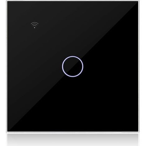 Interrupteur WIFI Noir 1 Gang 1 Voies Compatible avec Alexa, Interrupteur Tactile Connecté Contrôle de Tuya/Smart Life APP, Neutre/sans Neutre Disponible (1/5)