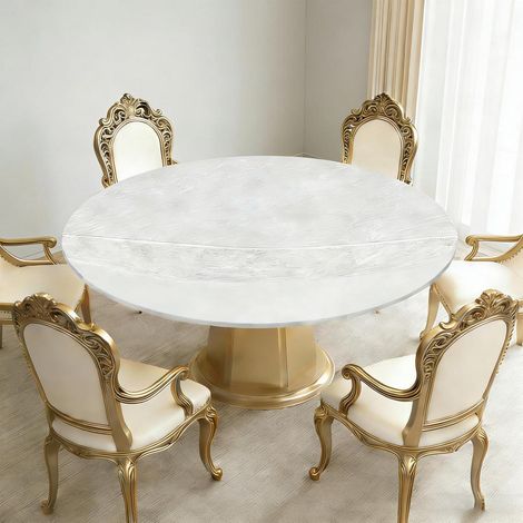 Runde Tischdecke transparent 183 cm, TPU Tischschutzfolie mit elastischem Rand