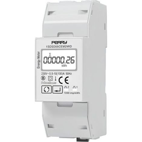 PERRY Contatore di energia monofase digitale 2 DIN certificato MID con uscita Modbus - 1SDSD05CEM2MID