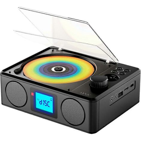 Lecteur CD portable, enceinte audio Bluetooth sans fil, radio FM 87,5-108 MHz, lecteur de musique avec réveil (1/5)
