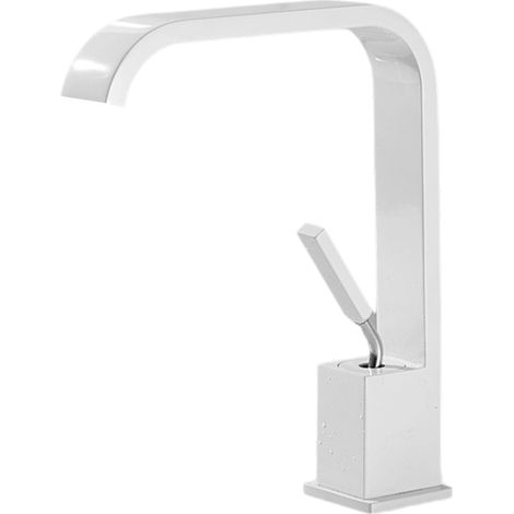 Robinet Lavabo - Effet Cascade - Bec Haut - Finition Blanche - Laiton - Pour Salle De Bain - 1 Pièce (1/5)