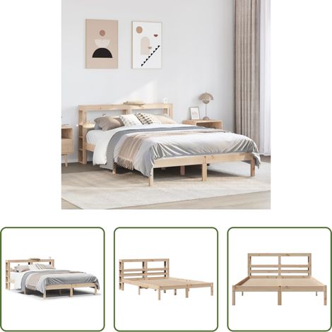 vidaXL Tête de lit sur pied -  Cadre de lit sans matelas 140x200 cm bois massif de pin (1/5)