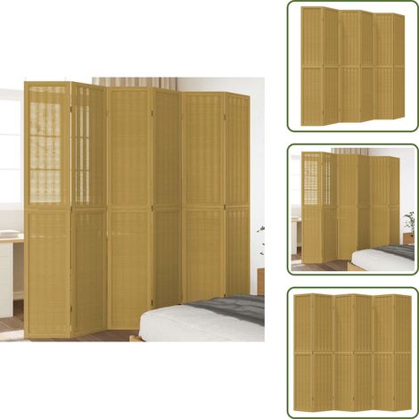 Séparateur de chambre - vidaXL Cloison de séparation 6 panneaux marron bois paulownia massif - Séparateur de salon