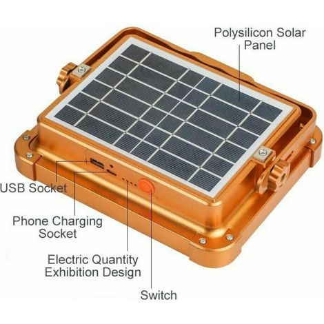 FARO FARETTO LED ENERGIA SOLARE PANNELLO RICARICABILE DA LAVORO 120W 862