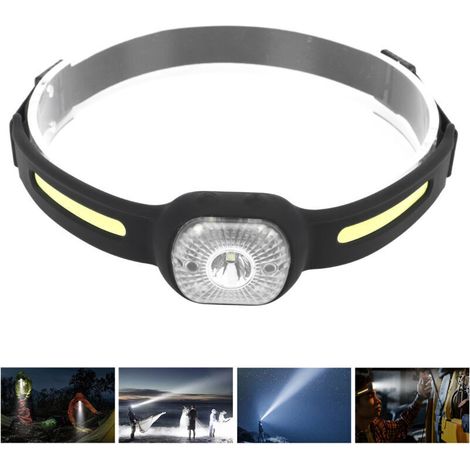 Lampe frontale en silicone réglable, chargement USB, lampe de détection COB pour la course à pied en plein air, la pêche,DUBUNS (1/5)