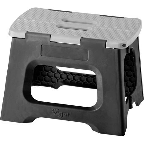 Taburete plegable VIGAR, 23 cm de alto, 1 escalón, gris. VIGAR