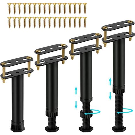 4 Pièces Pied de Lit Reglable en Hauteur Pieds de Lit 18-30 cm Pied Sommier à Lattes Réglable Pieds de Meuble Reglable pour Lattes pour Sommier Pieds de Support pour Cadre de Lits Central (1/5)